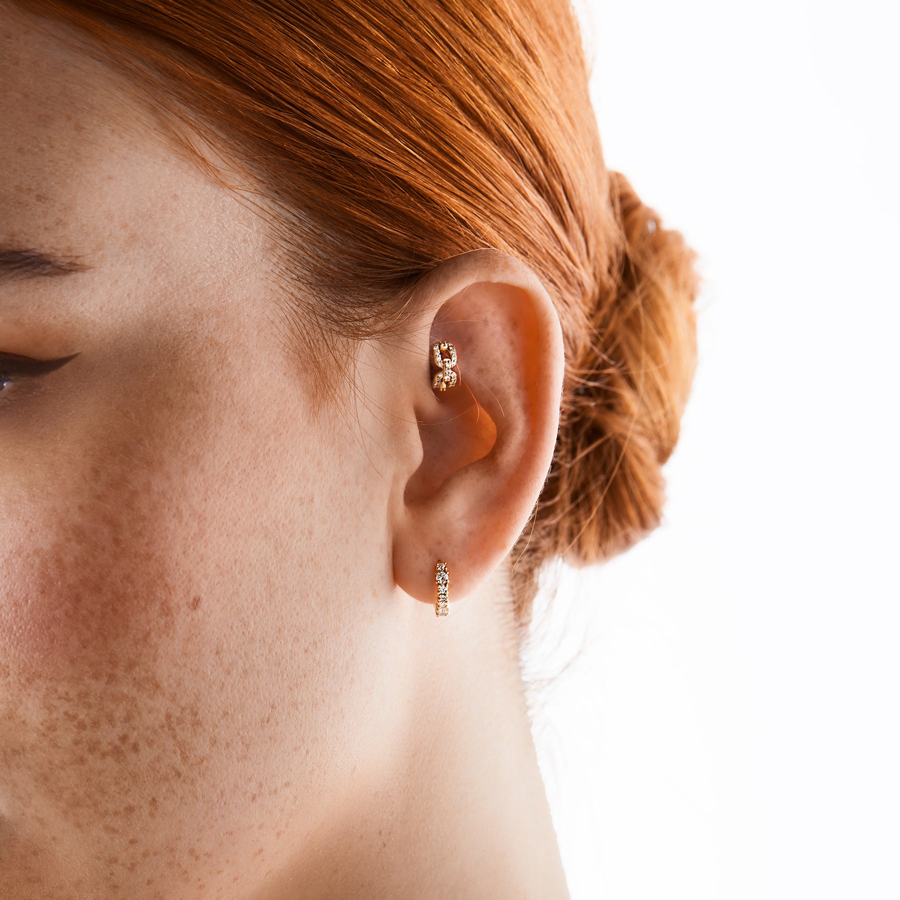 STELLA - Diamond & Gold Daith Hoop Clicker Piercing