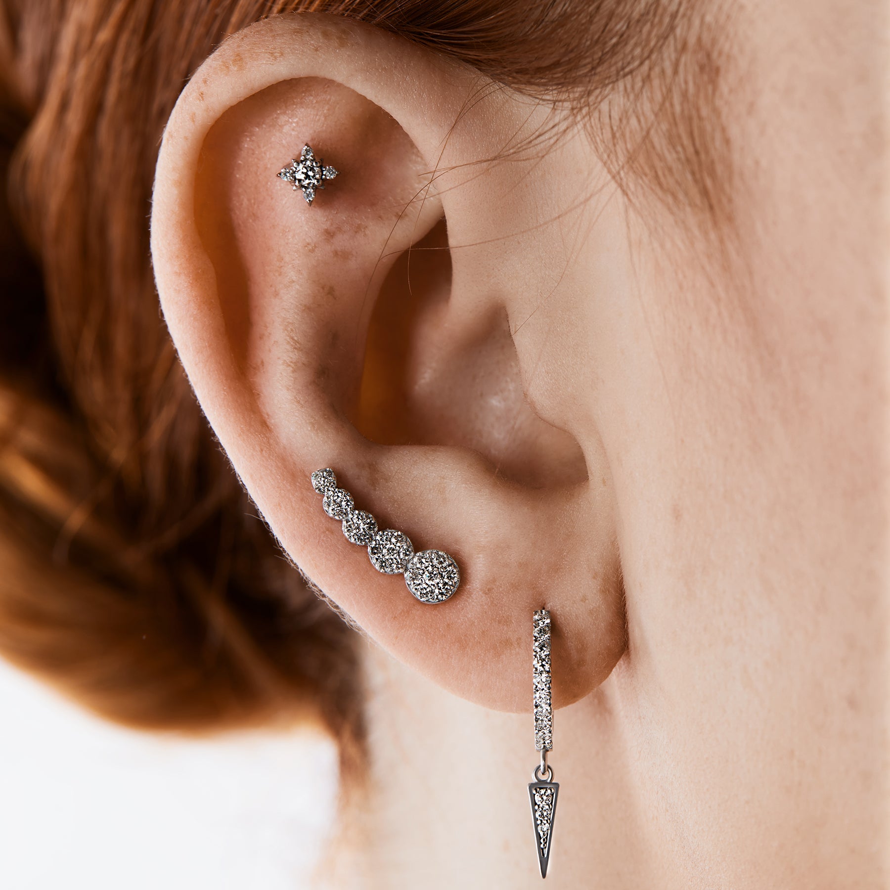 CHRISTIAN - Diamond & Gold Pin Earring