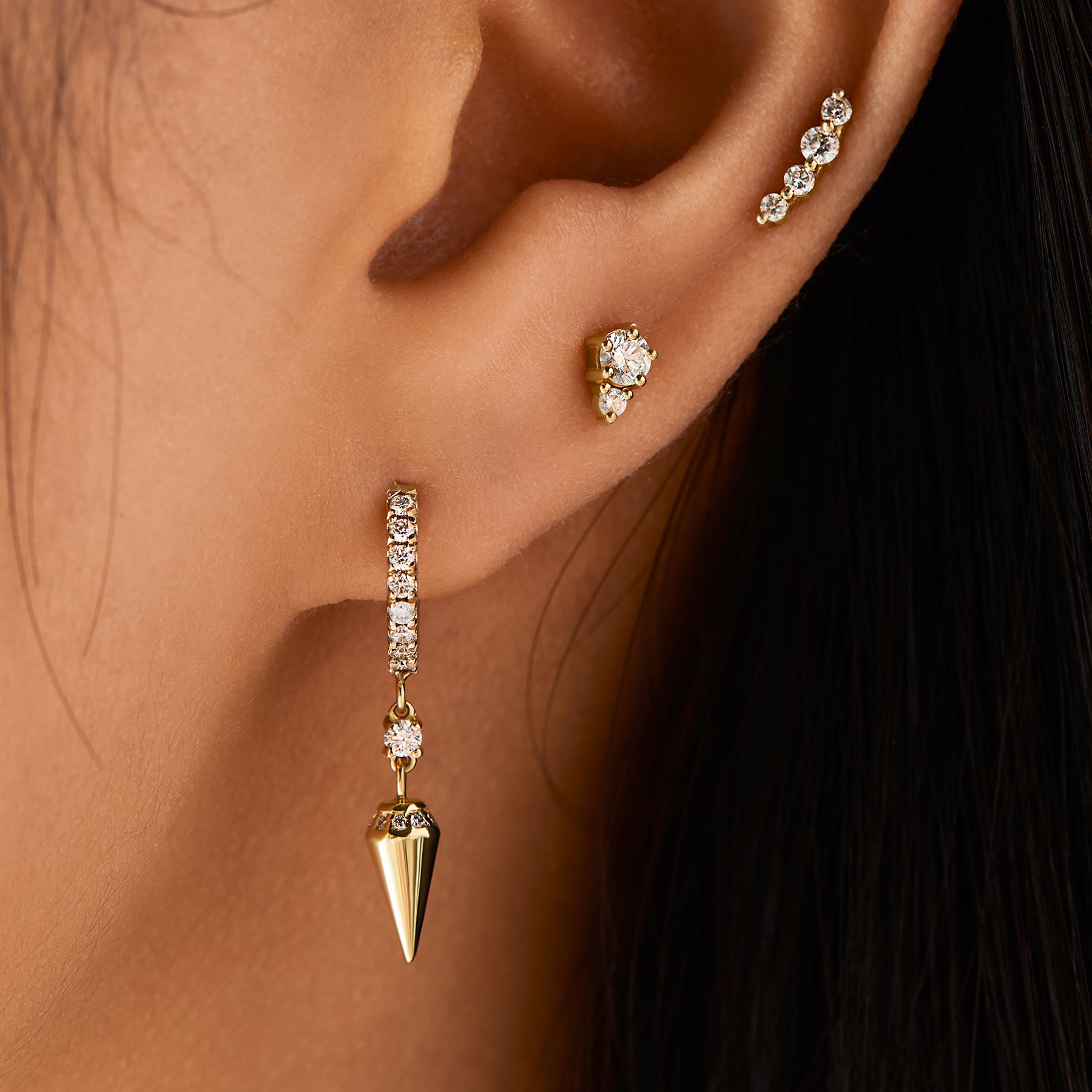 MARI - Diamond & Gold Labret Earring