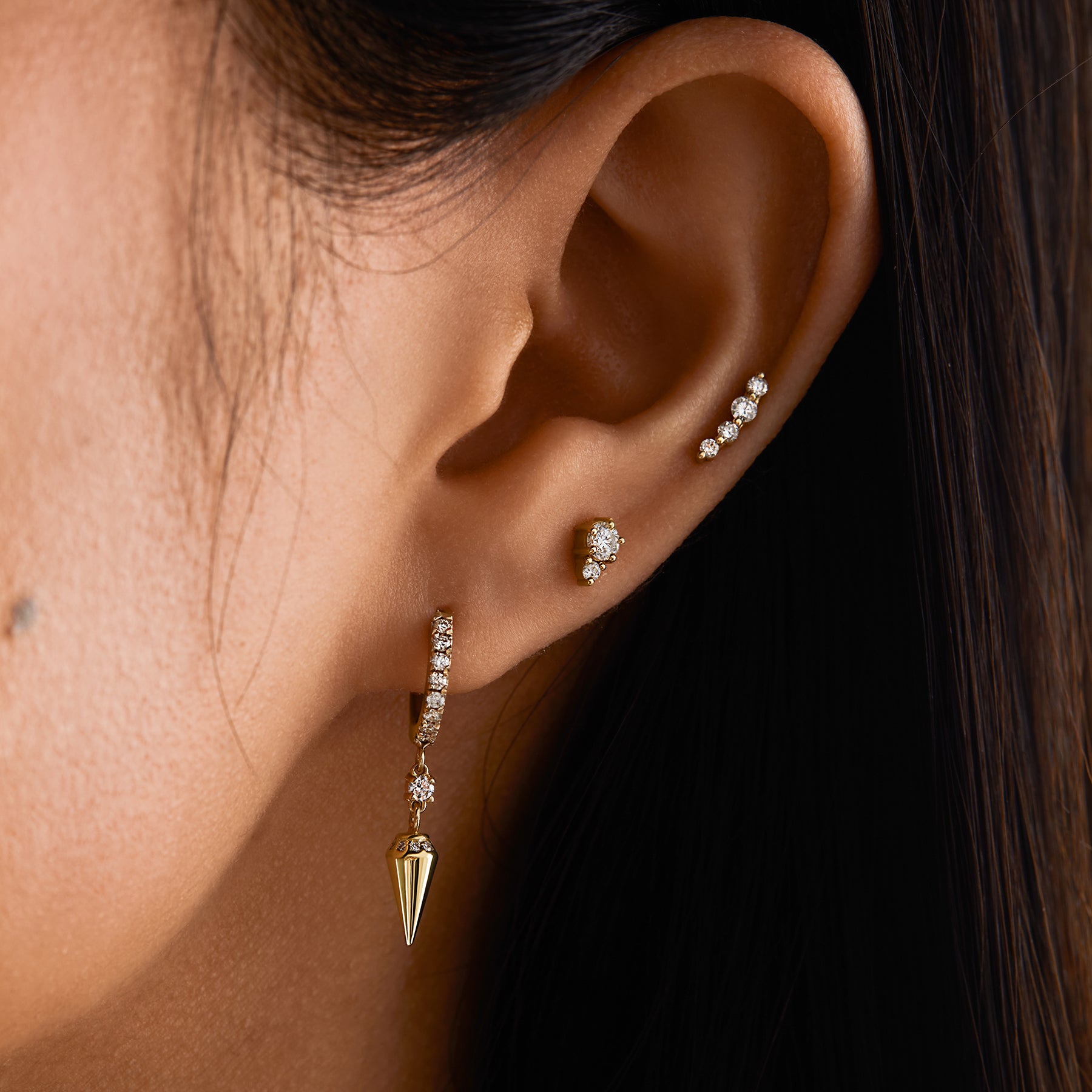 ROSE - Diamond & Gold Crawling Ear Piercing