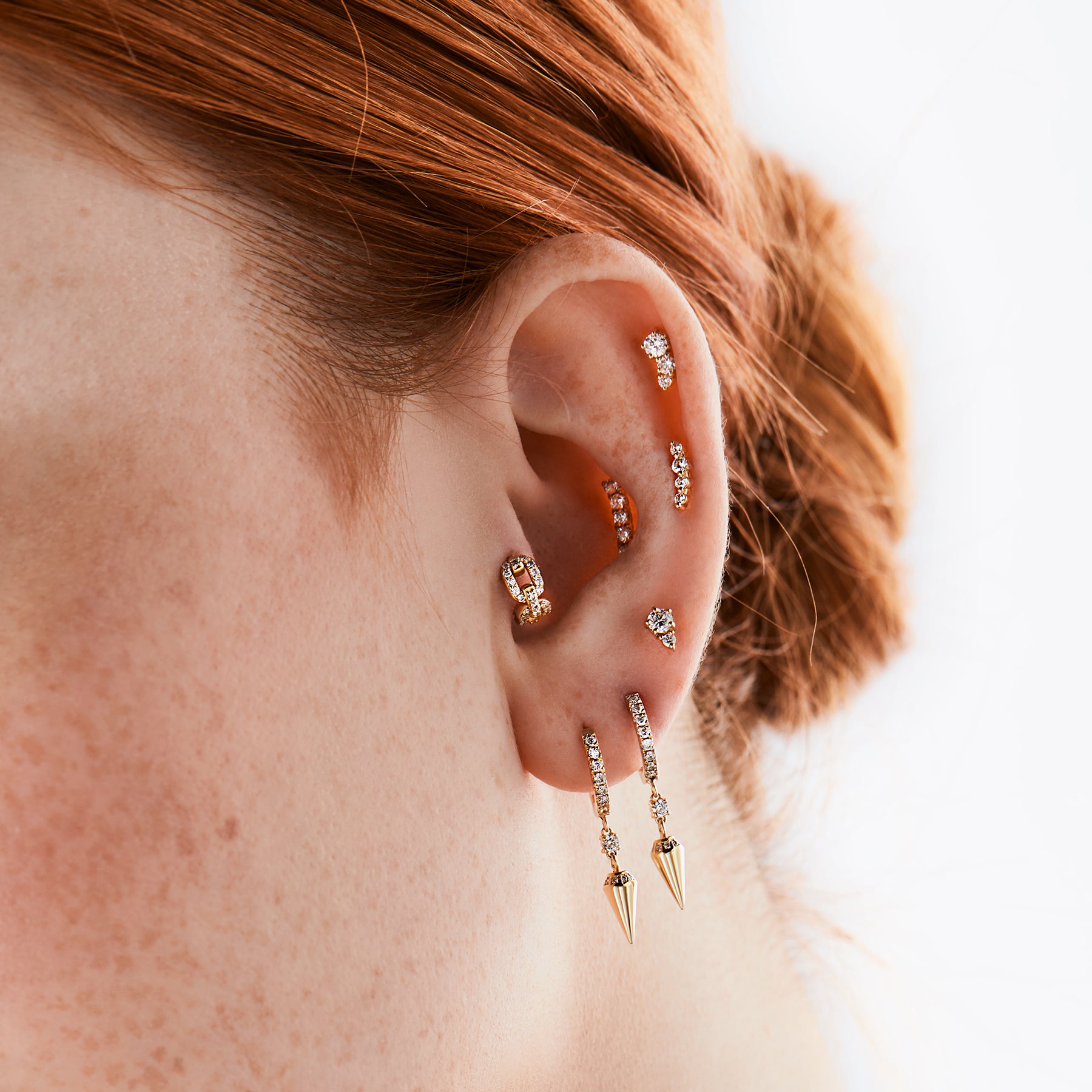 ROSE - Diamond & Gold Crawling Ear Piercing