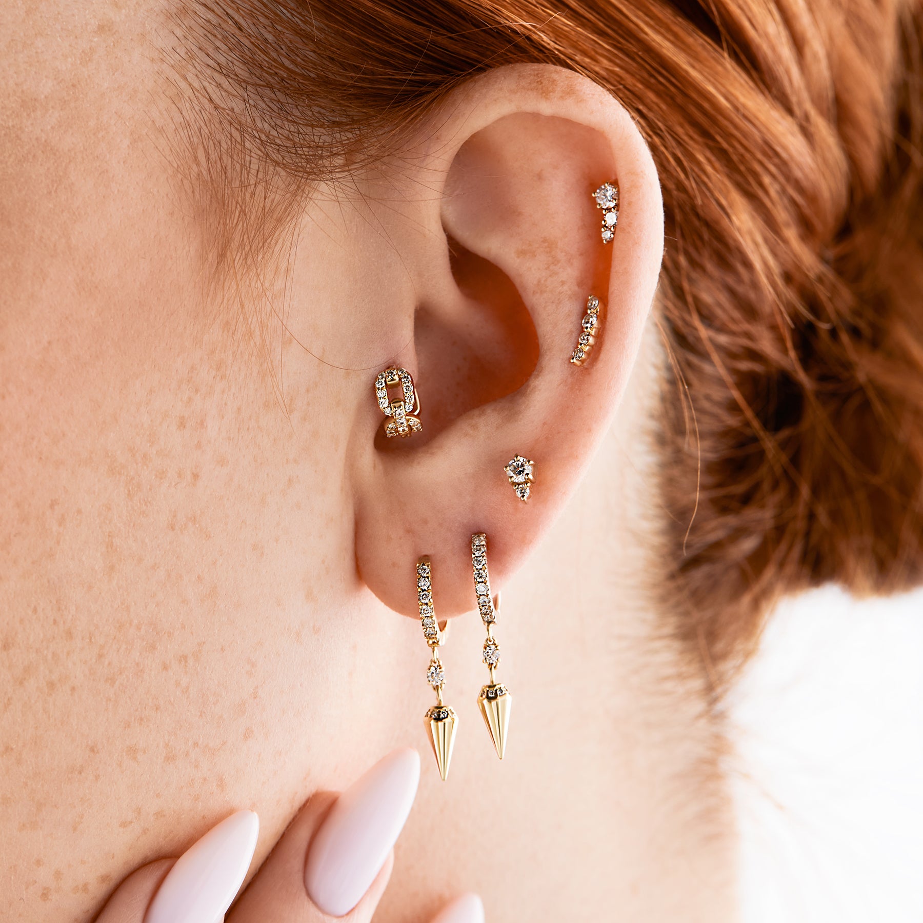 ROSE - Diamond & Gold Crawling Ear Piercing